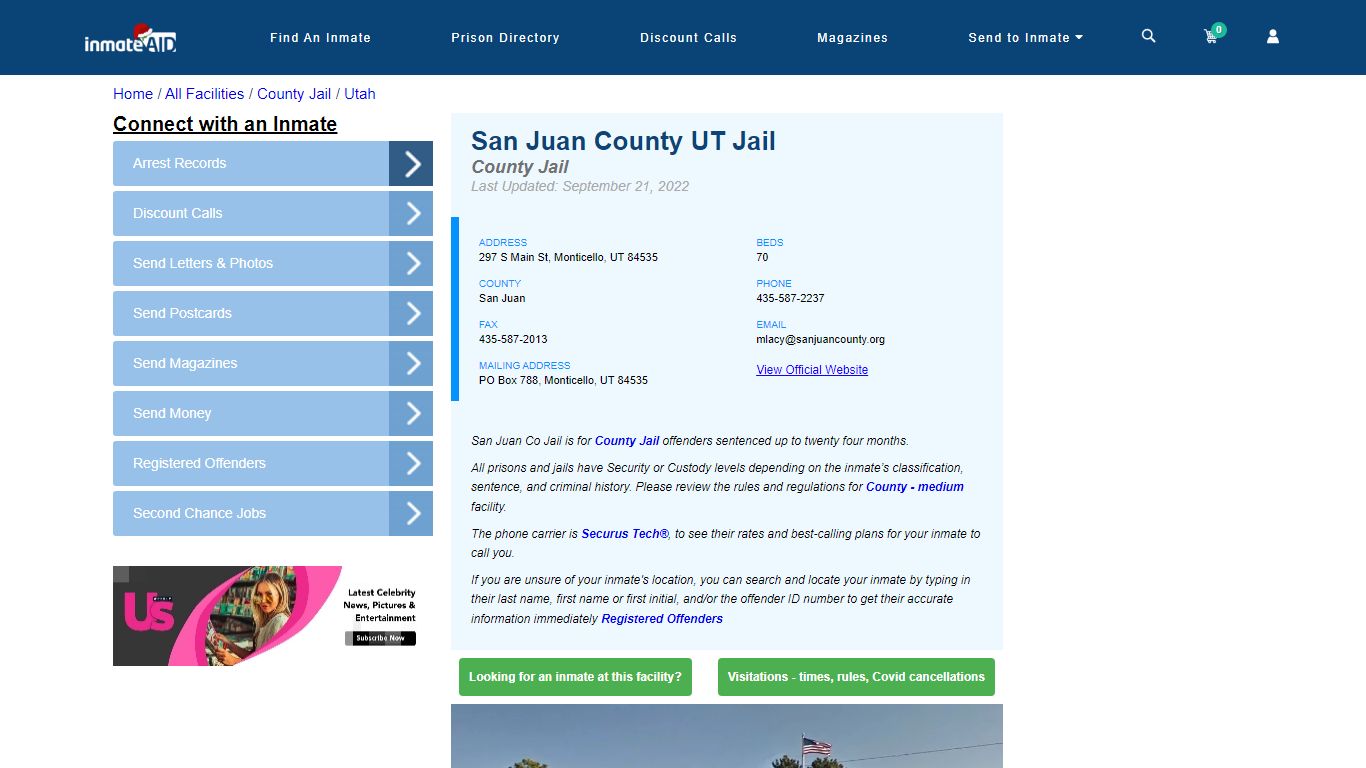 San Juan County UT Jail - Inmate Locator - Monticello, UT