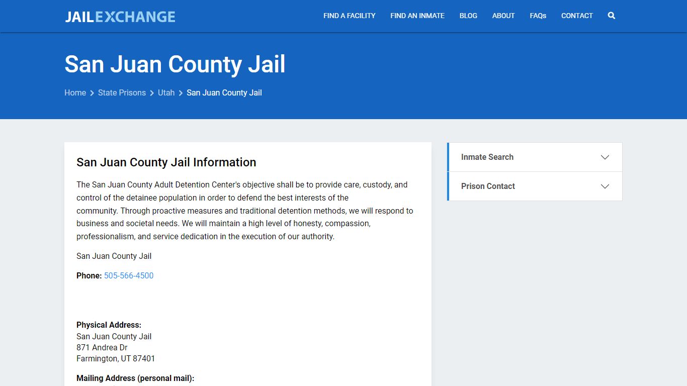 San Juan County Jail Inmate Search, UT - Jail Exchange